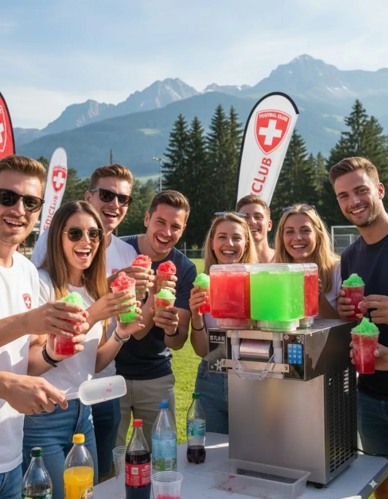 Gäste beim FC St. Gallen Event – Shaved-Ice-Zubereitung